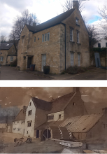 1852 Watercolour "A Chalford Mill"  by Edward Smith 1852  and the same view in 2025