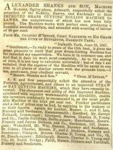 Shanks Advertisement in Gardeners Chronicle