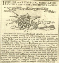 1860-01-28  Gardeners Chronicle - Burgess and Key Finger Bar Mower