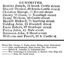 1845 - Gore's Directory of Liverpool - William Drury, Ferrabee agent.