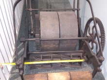 Phoenix Iron works  Company  - With Registered  No. 3074 Improvements - SERIAL No.  8403   19" Mower  - Front Close up  - Stroud Museum - 15th February 2025